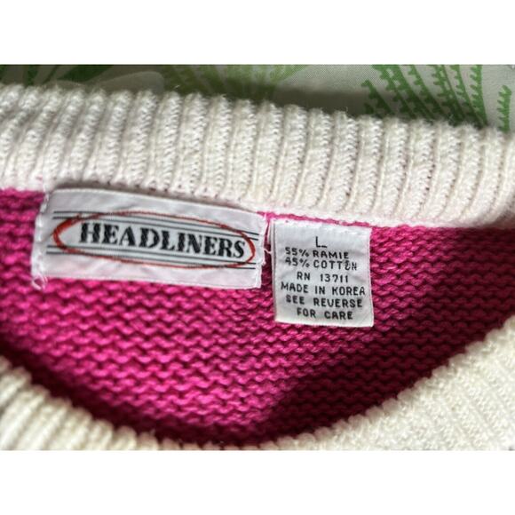 Headliners Intarsia Knit Top Geometric Memphis Style Size Large Vintage 1980s - Picture 5 of 5